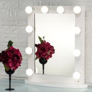 Toyswill Joyful Store White Hollywood Makeup Mirror,Lighted Vanity Mirror,Tabletop or Wall Mounted Cosmestic Mirror with LED Lights,Back Stage Beauty Mirror with 12 Free Dimmer Bulbs