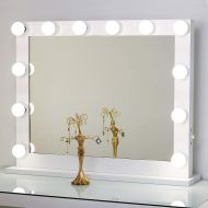 Toyswill White Hollywood Vanity Mirror,Wall Mounted Tabletop Lighting Makeup Mirror,Studio Backstage Cosmetic Beauty Mirror,LED Dimmer Bulb Included, for Mom & Friend(White,6580)