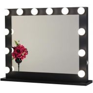 Toyswill Hollywood Vanity Mirror,Lighted Makeup Mirror Free LED Dimmable Bulbs,Tabletop Wall Mounted Back Stage Beauty Cosmestic Mirror (Black)