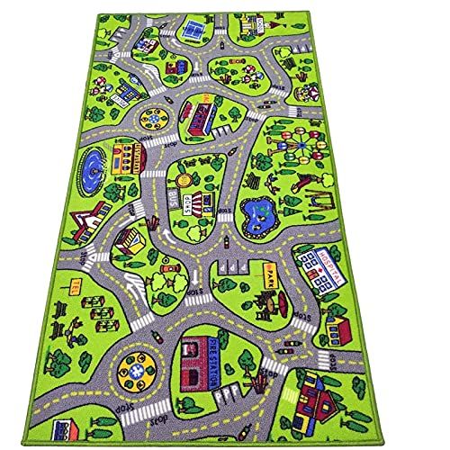  [아마존베스트]Toyvelt Kids Carpet Playmat Car Rug  City Life Educational Road Traffic Carpet Multi Color Play Mat - Large 60” X 32” Best Kids Rugs for Playroom & Kid Bedroom  for Ages 3 - 12 Y