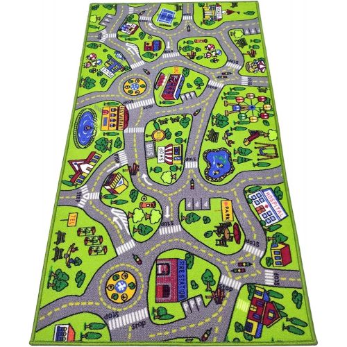  [아마존베스트]Toyvelt Kids Carpet Playmat Car Rug  City Life Educational Road Traffic Carpet Multi Color Play Mat - Large 60” X 32” Best Kids Rugs for Playroom & Kid Bedroom  for Ages 3 - 12 Y