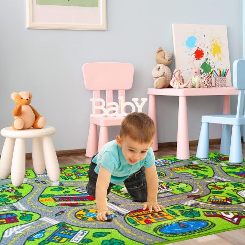  [아마존베스트]Toyvelt Kids Carpet Playmat Car Rug  City Life Educational Road Traffic Carpet Multi Color Play Mat - Large 60” X 32” Best Kids Rugs for Playroom & Kid Bedroom  for Ages 3 - 12 Y