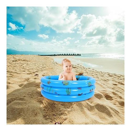  Toyvian Inflatable Kiddie Pools, Garden Round Inflatable Baby Swimming Pool Toddler Water Game Play Center Big Ball Pit Pool for Kids Girl Boy Blue