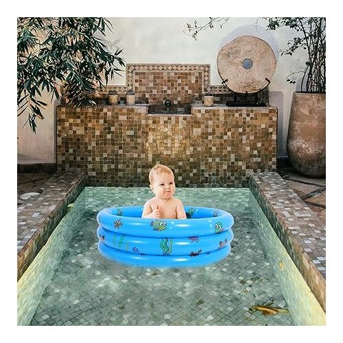  Toyvian Inflatable Kiddie Pools, Garden Round Inflatable Baby Swimming Pool Toddler Water Game Play Center Big Ball Pit Pool for Kids Girl Boy Blue