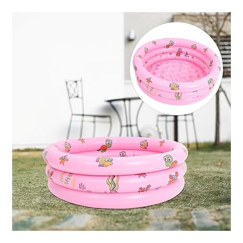  Toyvian Inflatable Kiddie Pools, Garden Round Inflatable Baby Swimming Pool Toddler Water Game Play Center Big Ball Pit Pool for Kids Girl Boy Pink