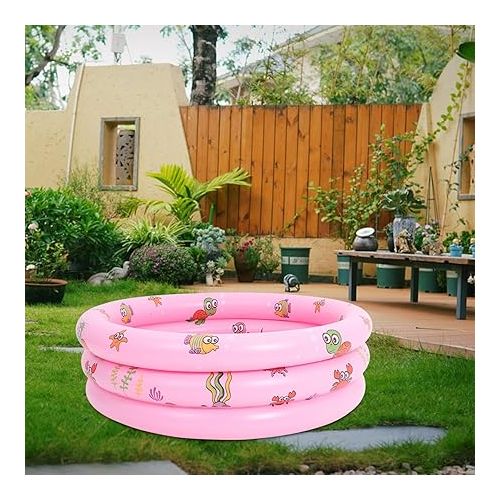  Toyvian Inflatable Kiddie Pools, Garden Round Inflatable Baby Swimming Pool Toddler Water Game Play Center Big Ball Pit Pool for Kids Girl Boy Pink