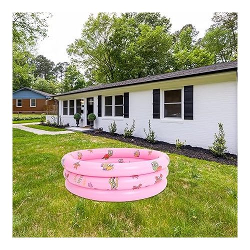  Toyvian Inflatable Kiddie Pools, Garden Round Inflatable Baby Swimming Pool Toddler Water Game Play Center Big Ball Pit Pool for Kids Girl Boy Pink