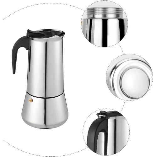 Toyvian Stovetop Espresso Maker Pot Percolator Italian Coffee Maker Cup Classic Cafe Maker Stainless Steel Suitable for Induction Cookers 300ML