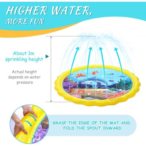  Toyvian Splash Sprinkler Pad for Kids,Kiddie Baby Pool,67 Outdoor Party Water Mat Toys, Inflatable Water Toys Swimming Pool for 2-12 Years Old Toddlers Baby Kids Children