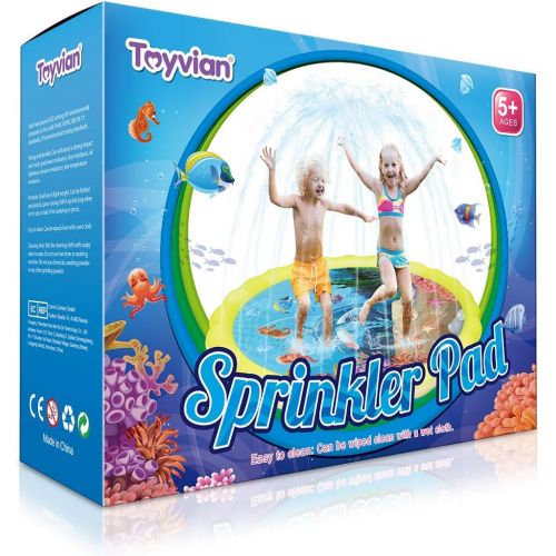  Toyvian Splash Sprinkler Pad for Kids,Kiddie Baby Pool,67 Outdoor Party Water Mat Toys, Inflatable Water Toys Swimming Pool for 2-12 Years Old Toddlers Baby Kids Children