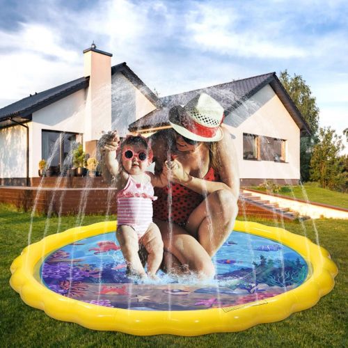 Toyvian Splash Sprinkler Pad for Kids,Kiddie Baby Pool,67 Outdoor Party Water Mat Toys, Inflatable Water Toys Swimming Pool for 2-12 Years Old Toddlers Baby Kids Children