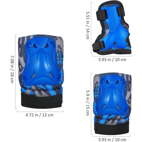  Toyvian Kids Protective Gear Knee Pads for Kids Knee and Elbow Pads with Wrist Guards 3 in 1 Protective Gear Set for Roller Skating Cycling Skateboard Bike Scooter Rollerblade(Blue