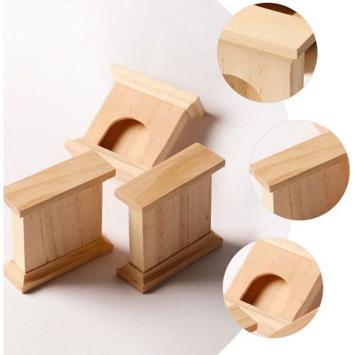 Toyvian Dollhouse Fireplace Wood Miniatures Furniture Model Vintage DIY Living Room Mini Toy Playhouse Playthings for Bedroom Accessory Decoration