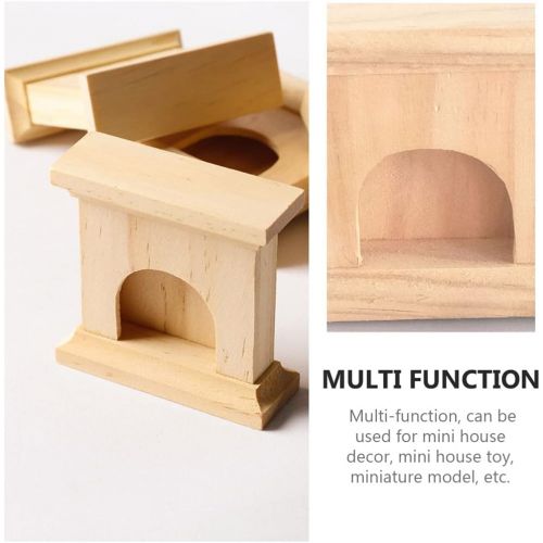  Toyvian Dollhouse Fireplace Wood Miniatures Furniture Model Vintage DIY Living Room Mini Toy Playhouse Playthings for Bedroom Accessory Decoration