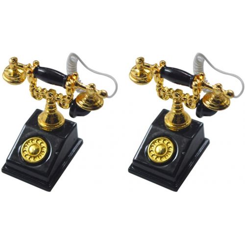  Toyvian 2pcs Retro Decorative Phone Model Simulated Mini Telephone Vintage Rotary Telephone Decor Miniature Toy Model Phone Figurine Home Desk Decoration ( Random Color )