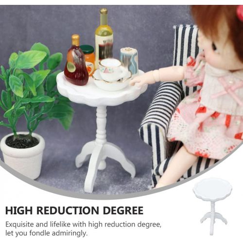  Toyvian Dollhouse Miniature Table 1: 12 Dollhouse Furniture Miniature Wooden Round Table Kids Pretend Play Toy Dollhouse Decoration Accessories