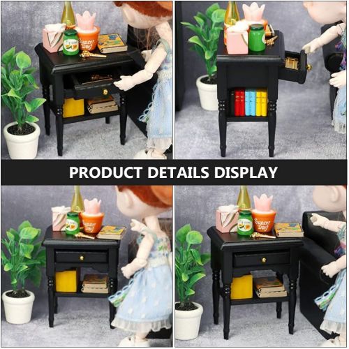  Toyvian Dollhouse Bedside Table 1 12 Scale Nightstand Furniture Micro Dollhouse Scene Layout Caibne Table Tiny House Wood Furniture Decor