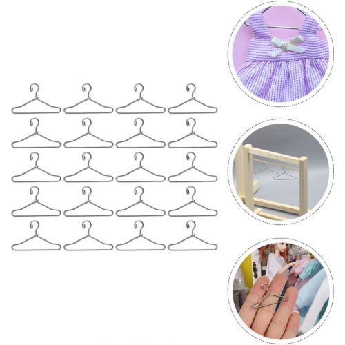  Toyvian 25Pcs Doll Clothes Hangers Doll Furniture Clothing Rack Miniature Wire Clothes Hangers for Doll Clothes Wardrobe Doll Clothes Accessories 40mm Silver