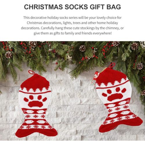  Toyvian Christmas Stockings Christmas Tree Ornament Fish Shaped Stockings Xmas Hanging Candy Bag Xmas Favor Pouches for Holiday Fireplace