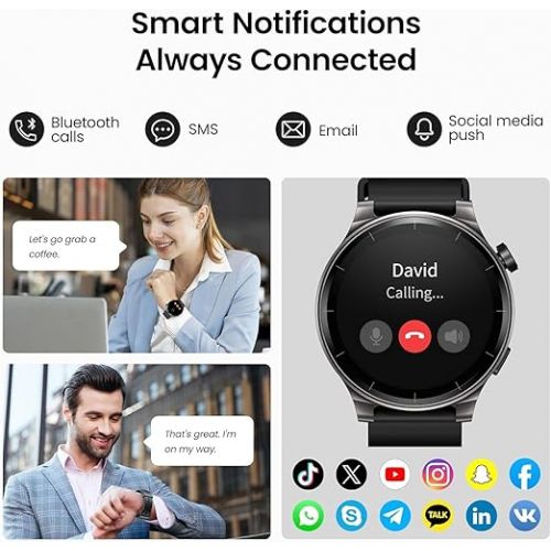  TOZO S5 Smart Watch (Answer/Make Calls), 1.43’’ AMOLED Smart Watches for Men Women 100+ Sport Modes Fitness Watch with Blood Oxygen/Sleep/Heart Rate Monitor, IP68 Waterproof Smartwatch