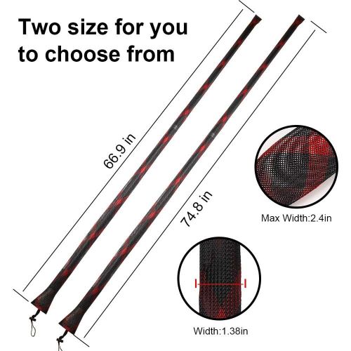 Trabulate ZHUOHUA 10Pcs Fishing Rod Sleeve Rod Covers 67inches/74.8inches Braided Mesh Rod Protector Pole Gloves Fishing Tools, Accessories for Casting Sea Fishing Rod/Spinning Fis