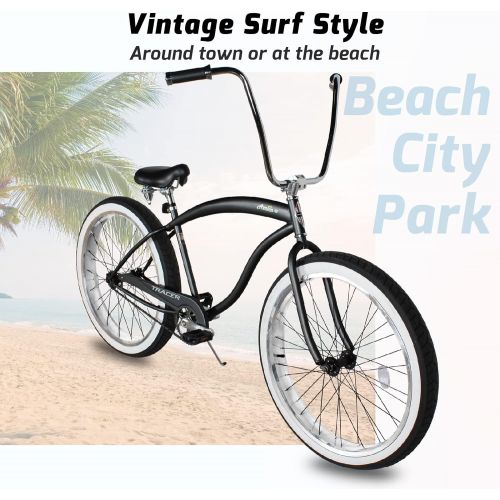  Tracer Beach Cruiser Bike for Adults, 26/29 Inch Wheels, Fat Tire, Hi Ten Steel Frame, 1/3/7 Speed, Complete Cruiser Bike