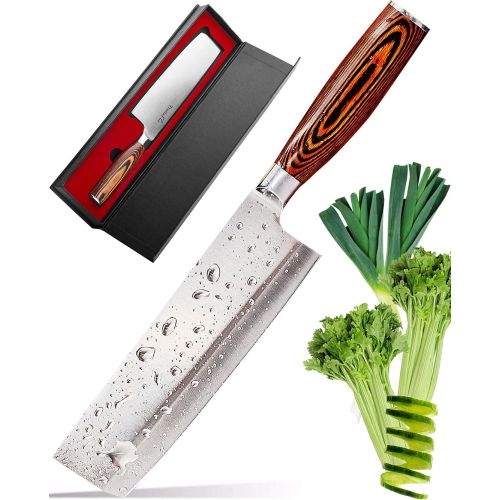  [아마존베스트]TradaFor Vegetable Knife - Japanese Chef Knife - Usuba - Sharp Knife - Kitchen Knife - Stainless Steel High Carbon Pro Chef Knife - 7Inch Dicing Mincing Veg Knife - Best Gift in Stylish Gif