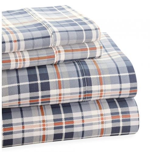  Trade Linker Park Avenue 4-Piece 350 Thread Count Cotton Rich Printed Sheet Set, King, Plaid