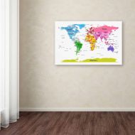 Trademark Art Trademark Fine Art World Map for Kids II Canvas Art by Michael Tompsett