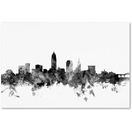  Trademark Art Trademark Fine Art Cleveland Ohio Skyline B&W Canvas Art by Michael Tompsett