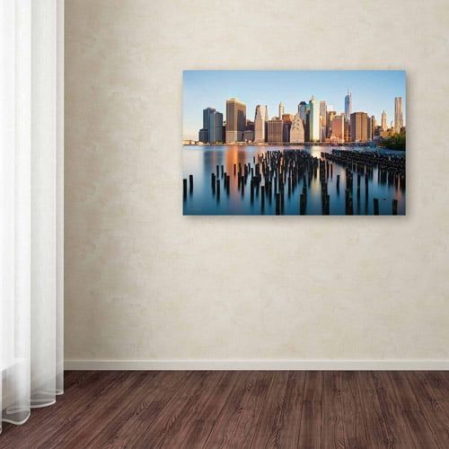  Trademark Art Trademark Fine Art Brooklyn Bridge Park and Financial District - I Canvas Art by David Ayash