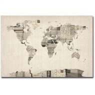 Trademark Art Vintage Postcard World Map Canvas Art by Michael Tompsett
