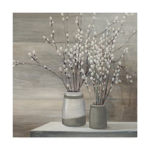  Trademark Art Trademark Fine Art Pussy Willow Still Life Gray Pots Crop Canvas Art by Julia Purinton