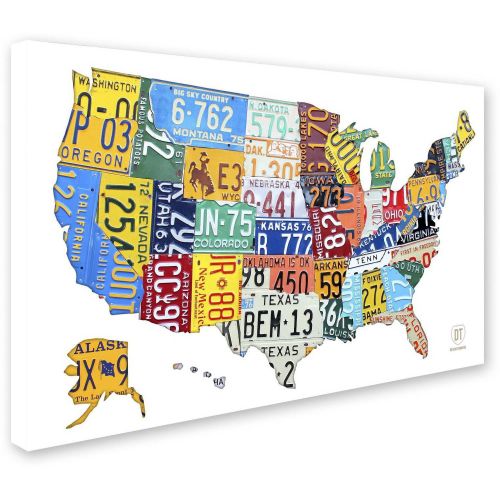  Trademark Art Trademark Fine Art License Plate Map USA 2 Canvas Art by Design Turnpike