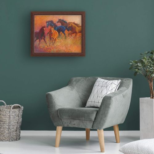  Trademark Fine Art Free Range Horses by Marion Rose, Wood Frame 11x14, Multi Color