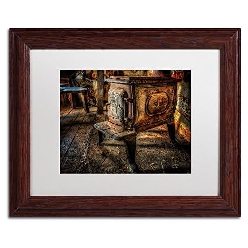  Trademark Fine Art Liberty Wood Stove Artwork by Lois Bryan, 11 by 14 Inch, White Matte with Wood Frame