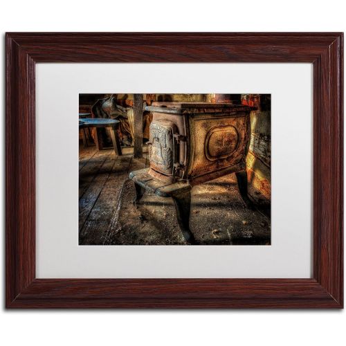  Trademark Fine Art Liberty Wood Stove Artwork by Lois Bryan, 11 by 14 Inch, White Matte with Wood Frame