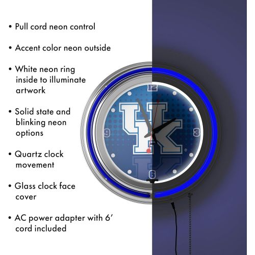 Trademark Gameroom University of Kentucky Chrome Double Rung Neon Clock - Reflection