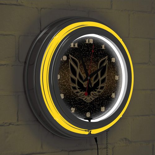  Trademark Gameroom Pontiac Firebird Black Chrome Double Ring Neon Clock, 14