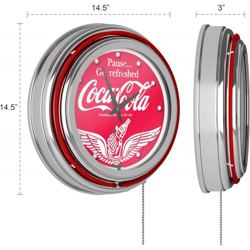  Trademark Gameroom Coca-Cola Wings Chrome Double Ring Neon Clock, 14