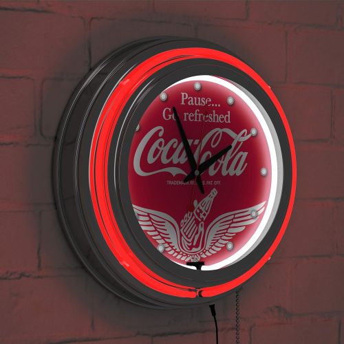  Trademark Gameroom Coca-Cola Wings Chrome Double Ring Neon Clock, 14