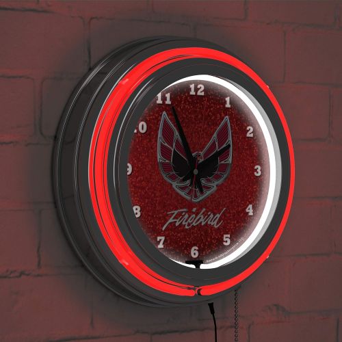  Trademark Gameroom Pontiac Firebird Red Chrome Double Ring Neon Clock, 14