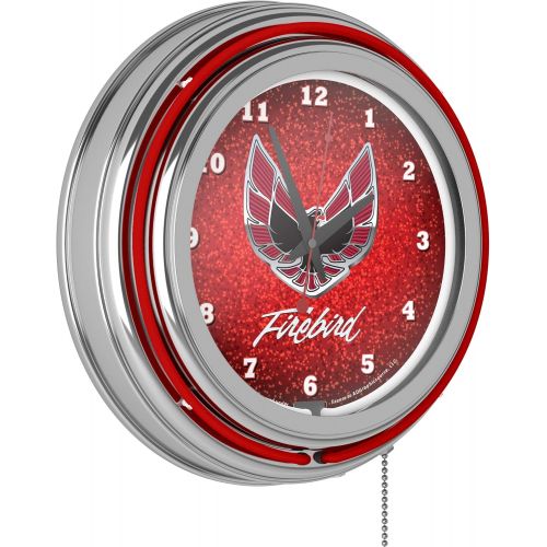  Trademark Gameroom Pontiac Firebird Red Chrome Double Ring Neon Clock, 14