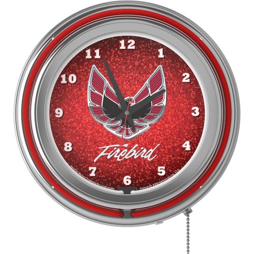  Trademark Gameroom Pontiac Firebird Red Chrome Double Ring Neon Clock, 14