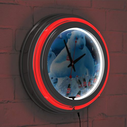  Trademark Gameroom Coca-Cola Bottle & Cubs Chrome Double Ring Neon Clock, 14