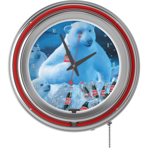  Trademark Gameroom Coca-Cola Bottle & Cubs Chrome Double Ring Neon Clock, 14