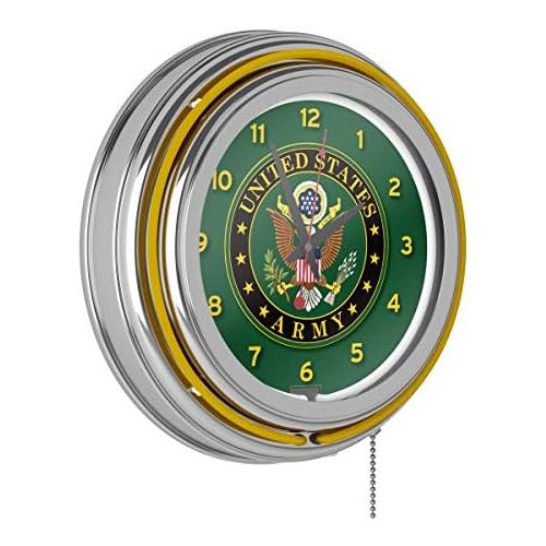  Trademark Gameroom United States Army Chrome Double Ring Neon Clock, 14