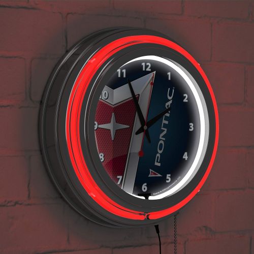  Trademark Gameroom Pontiac Chrome Double Ring Neon Clock, 14
