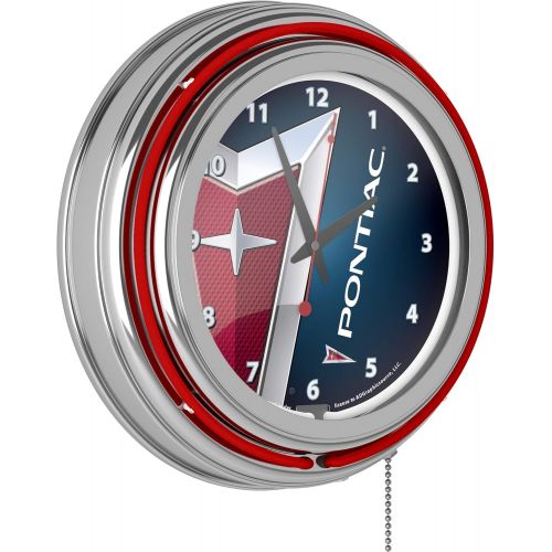  Trademark Gameroom Pontiac Chrome Double Ring Neon Clock, 14