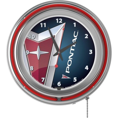  Trademark Gameroom Pontiac Chrome Double Ring Neon Clock, 14